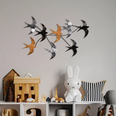 Immagine prodotto di Wallity, Flying Birds 2, Accessorio decorativo da parete in metallo, 100 % METALLO, Multicolore, 69 x 41 x 7 cm