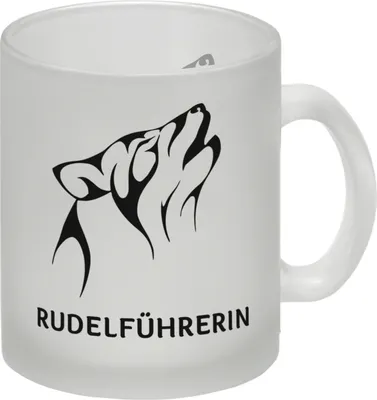 Produktbild von Rudelführerin Wolf Glas Tasse mit heulender Wolf Motiv