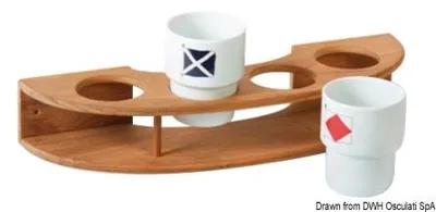 Immagine prodotto di 4 portabicchieri in teak per montaggio a parete , 1 pezzo