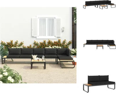 Immagine prodotto di vidaXL Set di divani da giardino angolari in 4 pezzi con cuscini in alluminio e WPC - Divani da giardino
