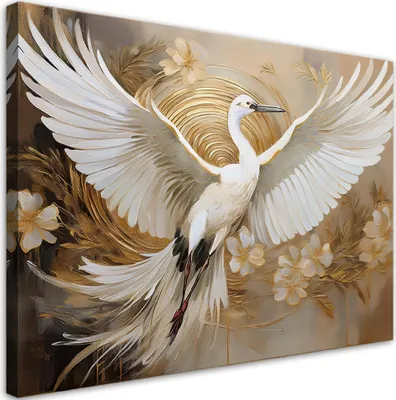 Produktbild von Leinwandbild Vögel Abstrakte Blumen 120x80 Feeby Beige bild für die wand bereit zum aufhängen