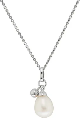Productafbeelding van Halsketting voor dames, verguld met rhodium, fijn zilver 925, zoetwaterparel - 43cm * 8mm; TRS23433