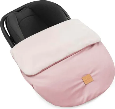Produktbild von Ecru Plüsch & Smokey Pink Soft Velvet Fußsack für Autositz und Kinderwagen