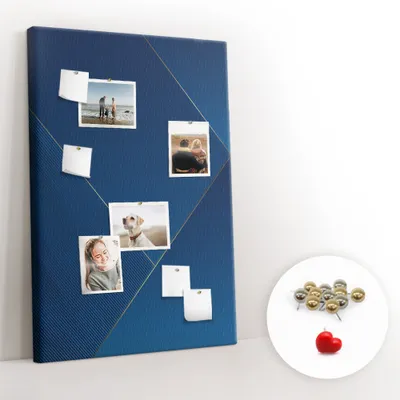 Imagen del producto de Tablero de corcho con chinchetas - Panel con chinchetas para fotografías y notas - 80x120 cm - 100 chinchetas metálicas - Diseño decorativo