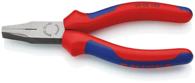 Produktbild von KNIPEX 20 02 140 Flachzange mit Mehrkomponenten-Hüllen schwarz atramentiert 140 mm