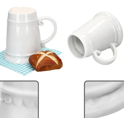 Zdjęcie produktu dla zestaw 2 kufli Residence z uchwytem 0,5 litra 2 osobowy biały ceramiczny kufel do piwa