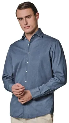 Produktbild von Profuomo Hemd Slim Fit blau aus 100% Baumwolle mit Cutaway Kragen und langen Ärmeln