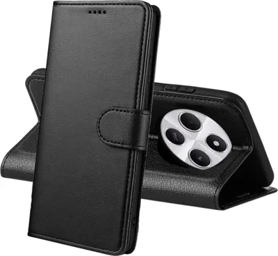 Zdjęcie produktu dla Etui na telefon Xiaomi Redmi 14C - czarna klapka portfela z magnesem do przechowywania kart Phonillico®