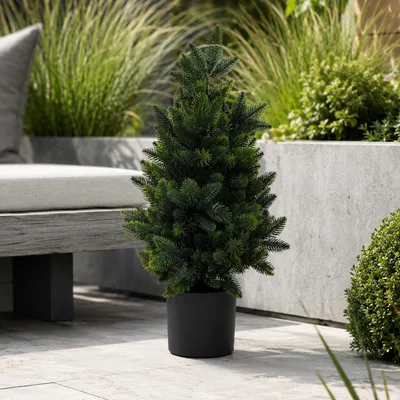 Immagine prodotto di Abete artificiale HWC-R29, albero decorativo artificiale, pianta artificiale per esterni, polietilene, 55 cm