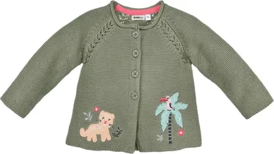 Produktbild von BONDI Baby Mädchen Strickjacke "Jungle" mit Stickereien 86604 | Olivgrün Größe: 80