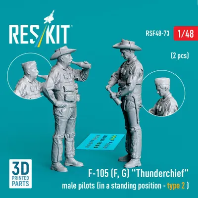 Produktbild von ResKit RSF48-0073 - 1:48 F-105 (F, G) Thunderchief male pilots (in a standing position - type 2) (2 pcs) (3D Printed)