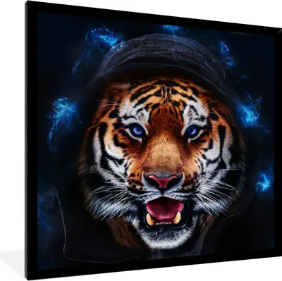 Produktbild von MuchoWow® MuchoWow® Gerahmtes Poster Tiger - Kleidung - Licht 40x40 cm - Poster mit zchwarzem Bilderrahmen - Mit Rahmen - Wanddekoration Schlafzimmer