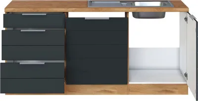 Produktbild von Held Möbel Winkelküche ohne Geräte Florenz 240 cm grau matt zerlegt Variante reversibel 1114.6293