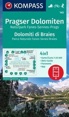 Obrázok produktu pre KOMPASS Turistická mapa 145 Braies Dolomity, Prírodný park Fanes-Senes-Braies, Dolomiti di Braies, Parco Naturale Fanes-Senes-Braies 1:25 000