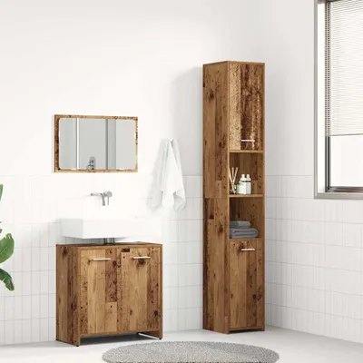Produktbild von Möbel 3-tlg. Badmöbel-Set Altholz-Optik Holzwerkstoff - Badezimmer &32063