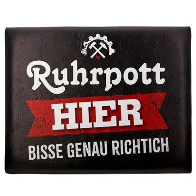 Imagen del producto de Gilde Sitzpolster, rechteckig, Ruhrpott, Spruch, Kunststoff, schwarz, VE 6 Höhe: 5.00 cm Breite: 44.00 cm Tiefe: 34.00cm 48218