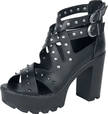 Produktbild von Black Premium by EMP Damen schwarze High Heels mit Riemen und Nieten EU38
