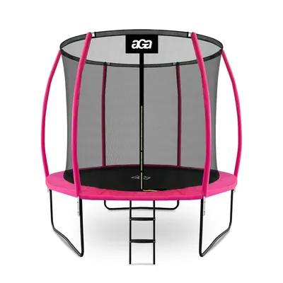 Produktbild von Aga SPORT EXCLUSIVE Trampolin 244 cm 8 ft Rosa, Kindertrampolin, Gartentrampolin mit Sicherheitsnetz + Schutznetz + Leiter
