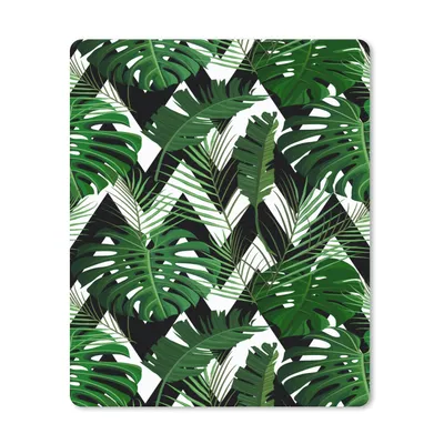 Produktbild von MuchoWow® Mauspad Mousepad Monstera - Schwarz und Weiß - Muster 30x40 cm - Mousepads - Maus Mat - Pad - Mausunterlage - Mausmatten