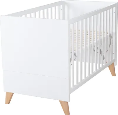 Produktbild von roba 2in1 Baby- & Beistellbett Leon 60x120 cm - 6-fach Höhenverstellbar - 5 Schlupfsprossen - Weiß / Nachbildung Othello Eiche, 1914866