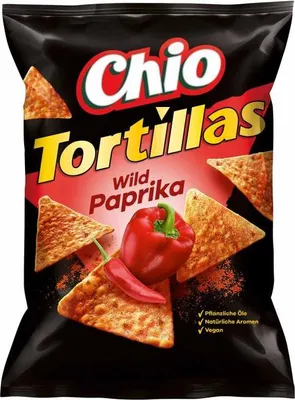 Produktbild von Chio Tortillas Wild Paprika vegetarisch vegan Chipstüte 110g