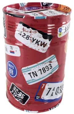 Produktbild von Metall-Spardose für Reisen ohne Öffnung im Roadtrip Design ca. 12,5 cm