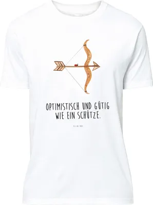 Produktbild von Mr. & Mrs. Panda Größe S T-Shirt Sternzeichen Schütze - Weiß - Geschenk, oberteil, Geburtstag November, Dezember, Shirt, mit Spruch, Schützenfest, Tshirt