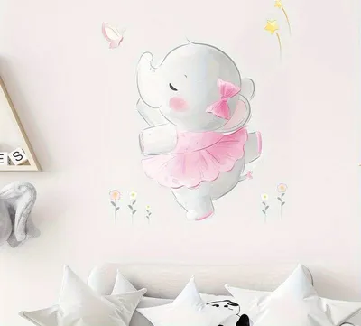 Produktbild von GKA Wandtattoo tanzendes Elefantenbaby GK6 Wandsticker Kinderzimmer Wandaufkleber Baby Kinder Mädchen Elefant