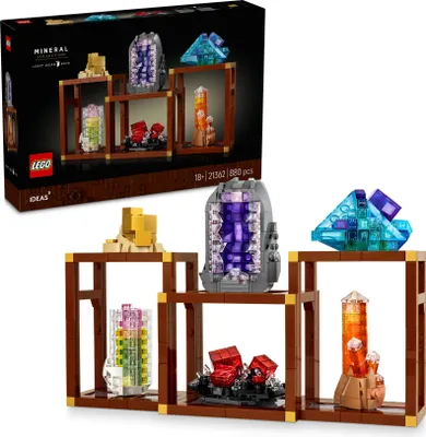 Produktbild von LEGO Ideas Mineraliensammlung - Bastelset mit Kristallelementen mit Amethyst, Fluorit & Tangerine-Quarz, plus 3 Ständer - DIY Set - Deko zum Bauen - Kreatives Geschenk für Frauen und Männer - 21362