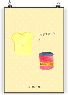 Produktbild von Mr. & Mrs. Panda Bild Toast Marmelade DIN A5 - Gelb Pastell - Geschenk, Lustige Sprüche, Wandbild, wanddeko, Dreamteam, Süß, Brot, drucke, Plakat, Kunstdruck, Toastbrot