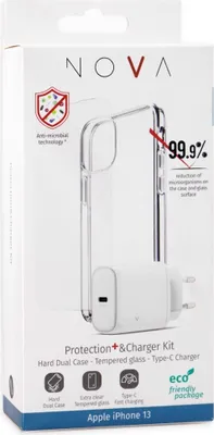 Produktbild von Nova Bundle für iPhone 13 - Schutzhülle & Ladeadapter - transparent