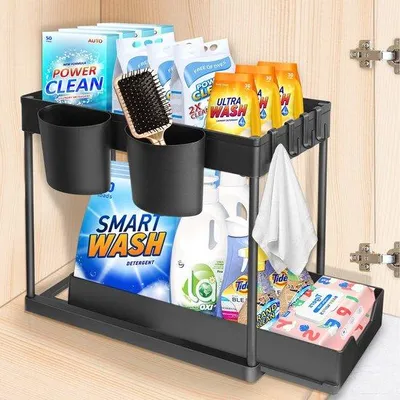 Obrázek produktu pro Unyqoos – výsuvný organizér pod dřez s univerzálními® úložnými možnostmi, černý