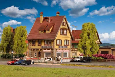 Produktbild von Vollmer 47695 - N Café-Bistro mit Inneneinrichtung und Beleuchtung, Funktionsbausatz - Neu