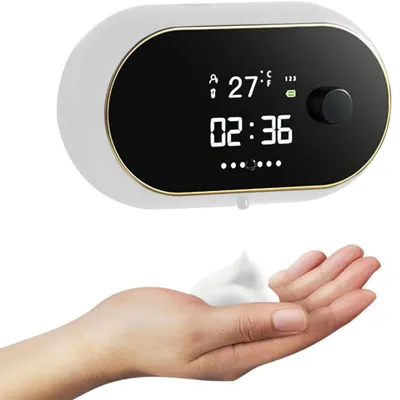 Produktbild von OKWISH Seifenspender, Automatischer Seifenspender Weiß, Berührungsloser Flüssigseifenspender, Sensor Seifenpumpe, Hygienisch, USB Aufladbar, Bad & Küche, Praktisches Desinfektionsgerät