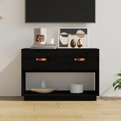 Produktbild von vidaXL TV-Schrank Schwarz 90x40x60 cm Massivholz Kiefer