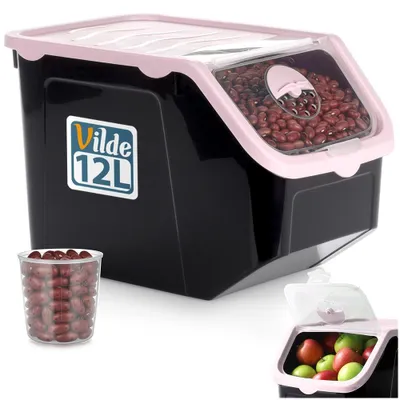 Image de Vilde | Boîte à Pommes de Terre 12 L - avec Ventilation - Bac de Conservation pour Fruits et Légumes - Noir/Rose