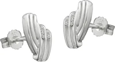 Produktbild von Stecker Ohrstecker mit Zirkonia streifig 925 Silber Sterlingsilber Damen