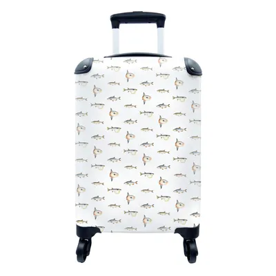 Produktbild von MuchoWow® Koffer Handgepäck Trolley Rollkoffer Kleine Reisekoffer mit 4 Rollen - Fische - Farben - Muster - Cabin Size < 55x40x23 cm & 55x40x20 cm - Fotokoffer - Kabinenkoffer - Boardgepäck - Reise-Box - Reisekoffer - Reisegepäck - Koffer mit Bild - Trolley für Kinder