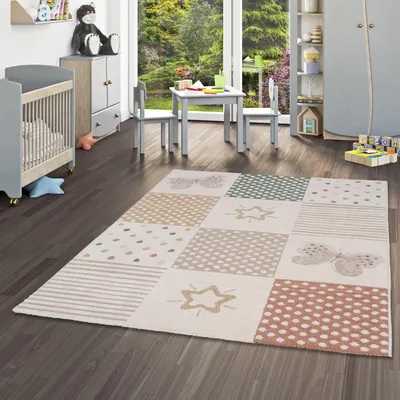 Produktbild von Kinder Teppich Happy Kids Butterfly Bunt, Größe:80x150 cm