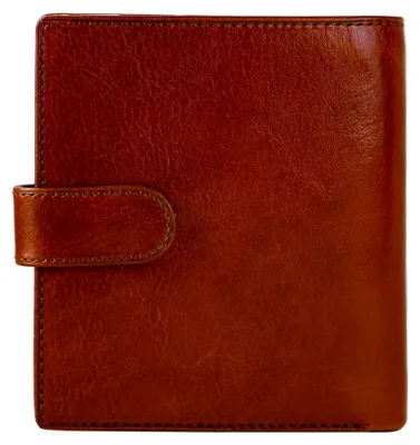 Produktbild von Herren-Geldbörse aus Leder – minimalistisches Brieftaschen-Design mit Kreditkartenhalter, magnetischem Münzhalter, Bargeldfächern – gesichert durch einen Metall-Druckknopfverschluss