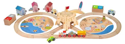 Produktbild von BigJigs Holz Eisenbahnset Küstenreinigungszug umweltfreundliches Spielzeug