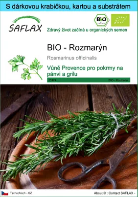 Obrázek produktu pro SAFLAX Dárková sada - BIO - Rozmarýn - Rosmarinus officinalis - 40 Semena - S dárkovou krabičkou, přepravním štítkem, dárkovou kartou a pěstebním médiem
