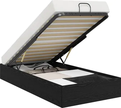 Productafbeelding van vidaXL Ottoman bedframe, zwart, eikenlook, 203 x 90 x 25 cm