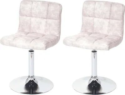 Image de lot de 2 chaises de salle à manger Kavala, chaise pivotante, imitation daim chrome ~ gris clair vintage