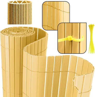 Obrázek produktu pro Clanmacy PVC soukromí obrazovky plot soukromí obrazovky pro plot balkon bambus 90x500cm Stabilní W-tvar