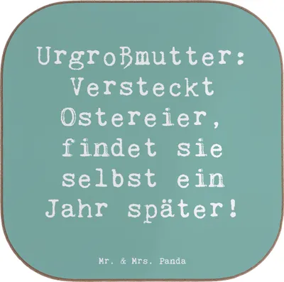 Produktbild von Mr. & Mrs. Panda Untersetzer Glas Spruch Urgroßmutter Schätze - Meeresbrise - Geschenk, Freude, bieruntersetzer, Gläser, Coaster, Ahnen, Familientradition, Jubiläen, für