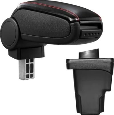 Produktbild von [pro.tec] Mittelarmlehne Passgenau für Seat Leon III Typ 5F ab Bj. 2012 - gepolstert Kunst-Leder schwarz mit roten Nähten