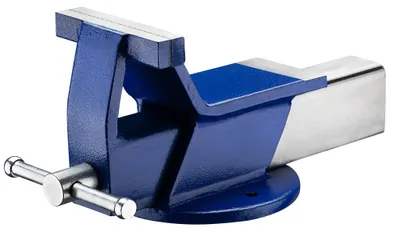 Produktbild von Wiltec Schraubstock aus Stahl mit 125 mm Klemmbacke, Parallelschraubstock mit 80 mm Spanntiefe, Tischschraubstock mit runder Basis und rutschfesten Klemmbacken