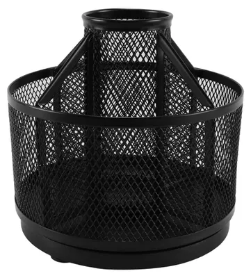 Drehbarer Stiftehalter mit 5 Fächern, Metall, schwarz