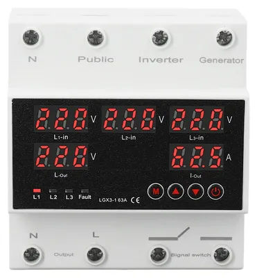 Dreiphasiger automatischer Umschalter, 63 A, 4-adrig, LED-Anzeige